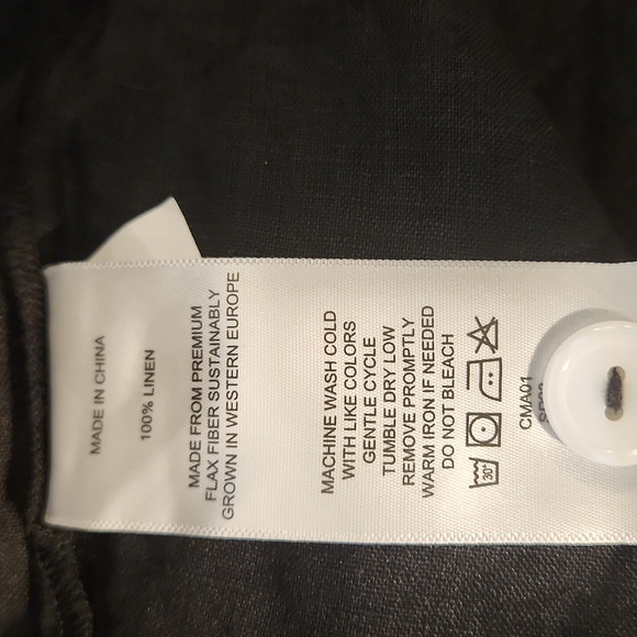 Must finf 8/28/24 New Quince 100% European Linen Button Front Dress Black Sz M - Picture 9 of 10